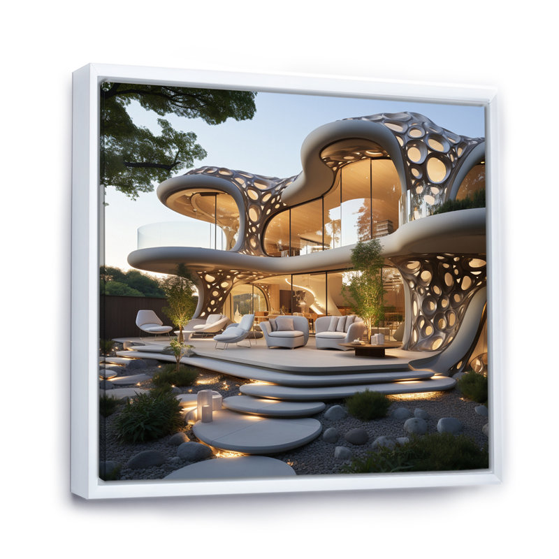 California Dream House IV - Cityscapes Wall Art Prints, H 30 po x l 30 po x P 1 po, Cadre flottant blanc