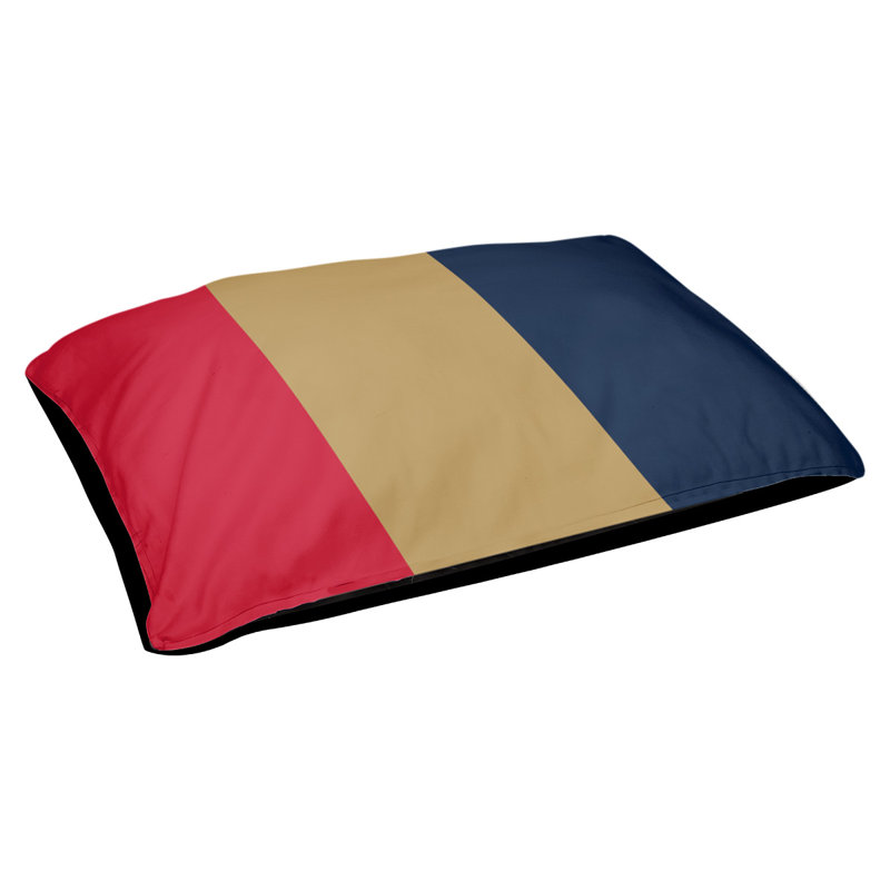 Oreiller rectangulaire New York, Moyen (L 30 po x l 40 po), Rouge / or mat / bleu