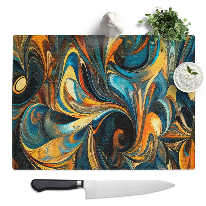 Liquid Marbling Vol.3  Glass Chopping Board