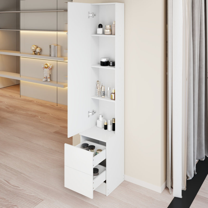 LED Dressing Mirror Cabinet,Cosmetic Organizer Cabinet, Extra Large Mirror, Multi Layer High Capacity Storage, White