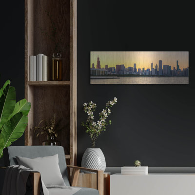 «Chicago Skyline - Golden Hour Sunset Panorama» par Epic Portfolio, art mural en métal