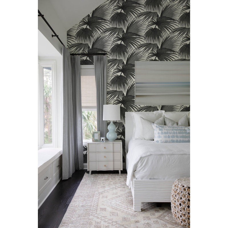 Pawley’s Island Palms Barely Wallpaper by Megan Molten, Linen, Faux Grasscloth