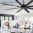 96 Inch Black Industrial DC Motor Ceiling Fan, Large Ceiling Fan With 8 Reversible Blades, 6-Speed Remote Control, Home Or Commercial Ceiling Fans For Porch/Garage/Shop-317992370
