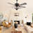 52-Inch Black Crystal Chandelier， Indoor Classsical Ceiling Fan
