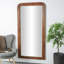 Jakyan Distressed Brown Floor Mirror with Carved Grooves and Natural Wood Grain