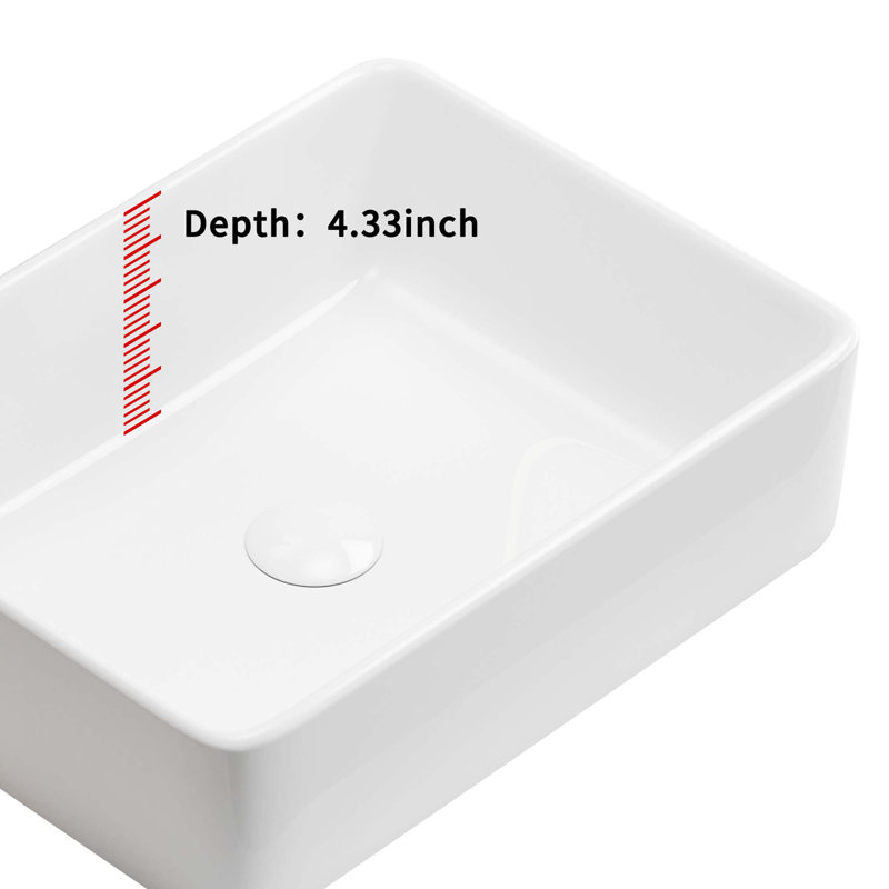 Vessel Sink Rectangle Bathroom Sink,Rectangular Modern Above Counter Bathroom Sinks White 19X15 Inch Porcelain Ceramic Vessel Vanity Sink Art Basin
