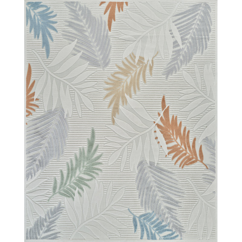 Tapis d'intérieur crème / beige à motif de branches, de tapis contemporain, à poils courts et résistant aux taches de 5 pi x 7 pi (5 pi 3 po x 7 pi 1 po) Branch Branch Zaria