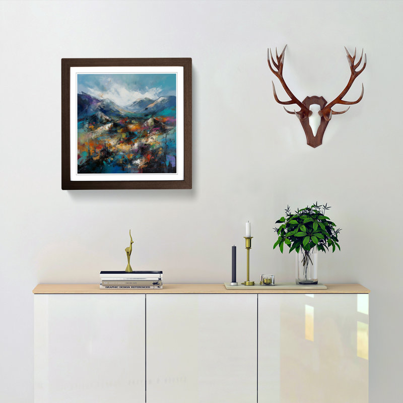 Scotland Abstract Expressionism - Single Picture Frame Print on Wood, Walnut