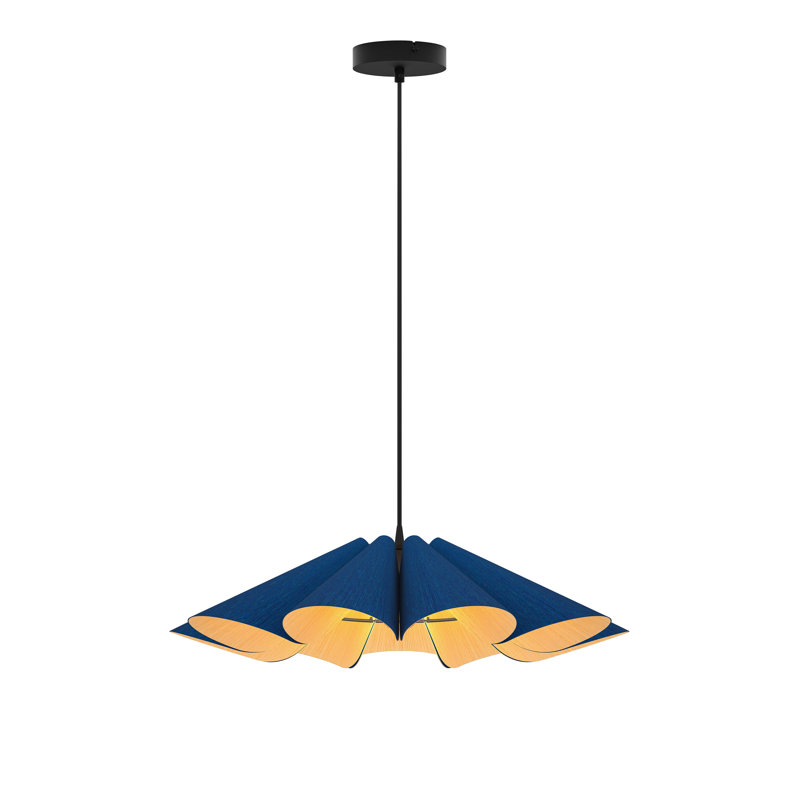 Luminaire suspendu simple 1 lumière Delfina, Bleu, H 8,3 po x l 31,5 po x P 31,5 po
