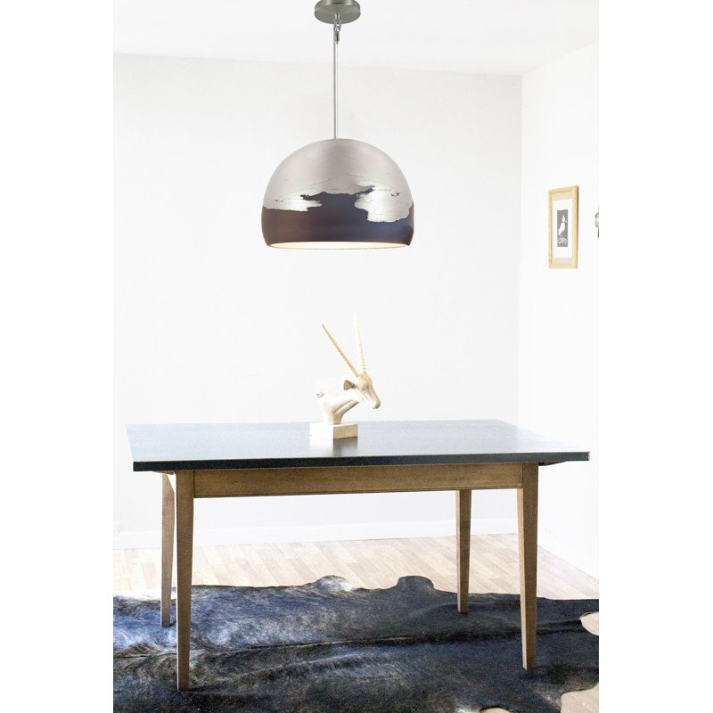 Luminaire suspendu simple à 1 lumière Ombre, Cordon tressé en nickel, Noir/argenté