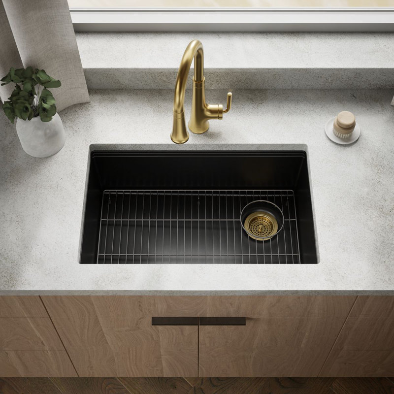 Billings Undermount Single-Bowl Kitchen Sink, Matte Black