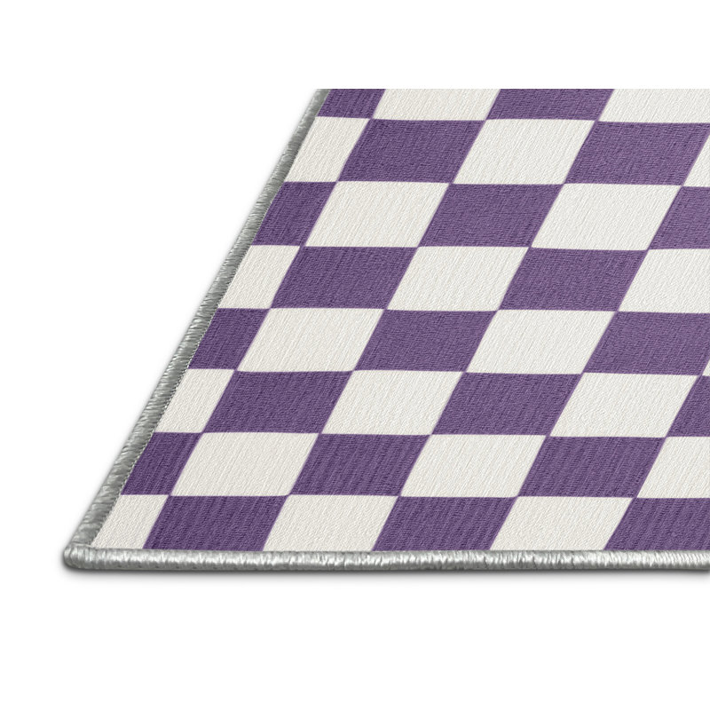 Tapis blanc à carreaux lavable à la machine, Carré 4 pi