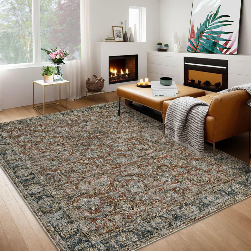 Luedora Washable Oriental Rug, Rectangle 8 pi x 10 pi
