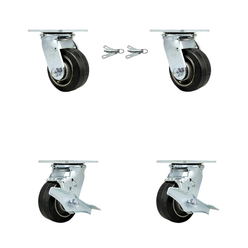 4 Piece Rubber on Aluminum Caster Set