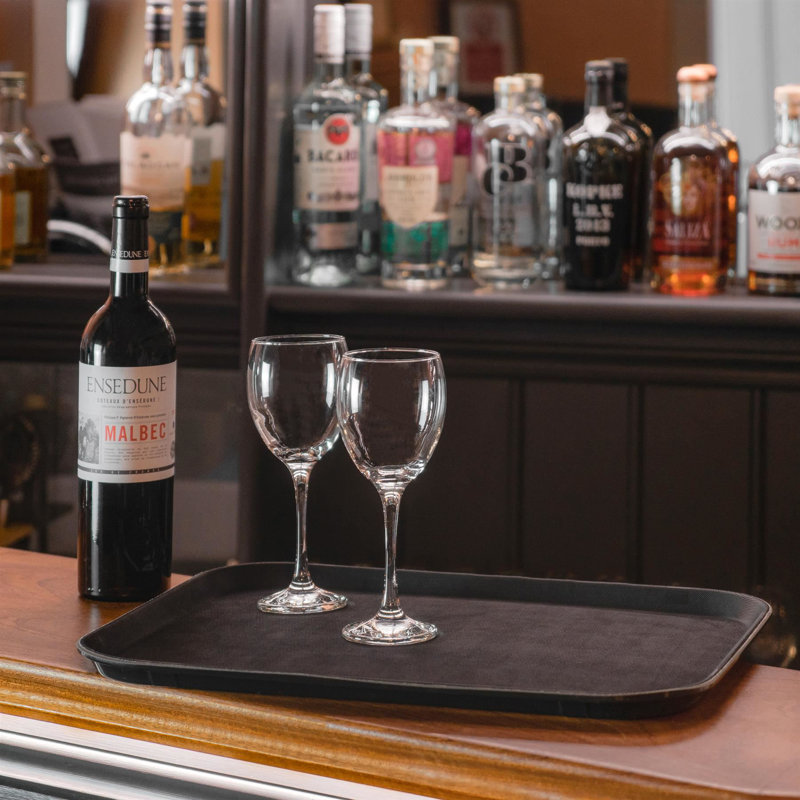 Argon Tableware Rectangle Non-Slip Serving Trays - 45.5cm x 35.5cm - Black, 2cm H x 41cm L x 41cm W