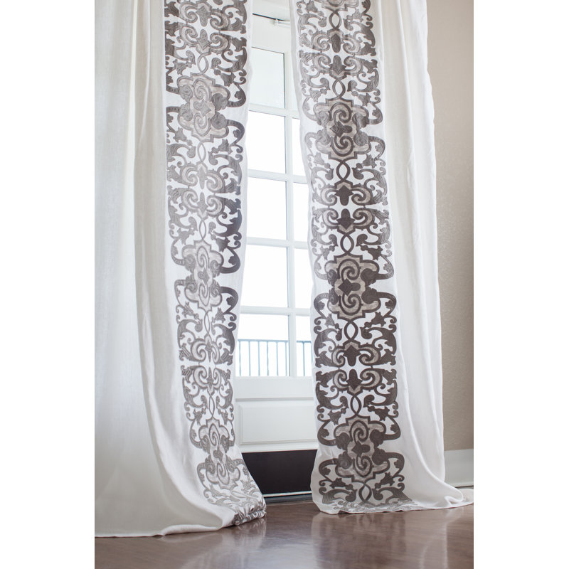 Mozart Curtain Pair, Silver