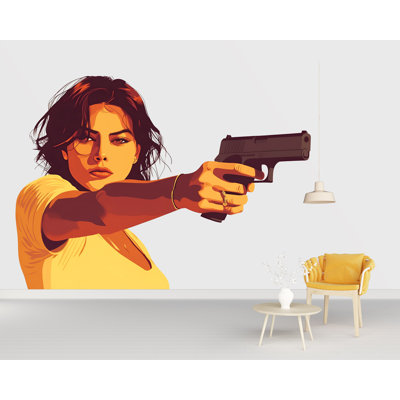 Modern Pop Art Woman Vinyl Wall Decal, Removable Peel And Stick Contemporary Graphic Wall Decor For Living Room Or Game Room GM042