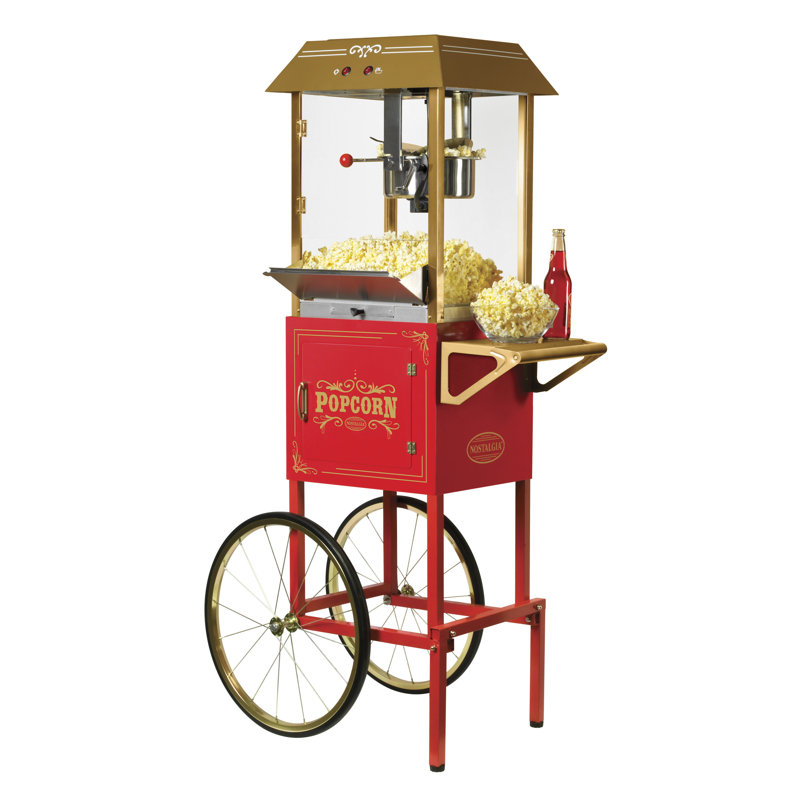 Nostalgia 10 oz. Popcorn Machine with Cart, Red
