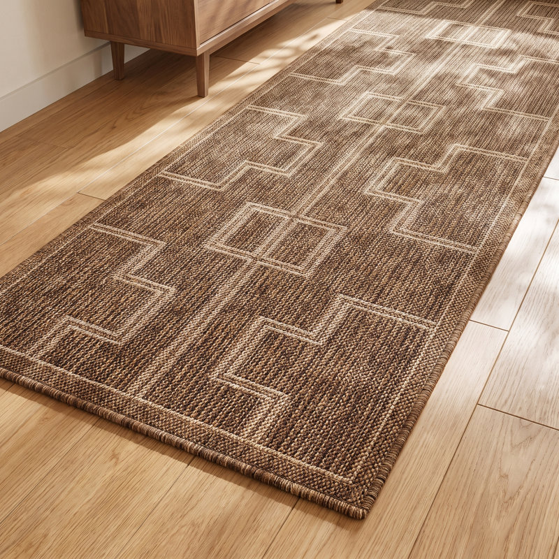 Ava Moroccan Brown/Beige Indoor / Outdoor Area Rug, Runner 2'7" x 7'6"