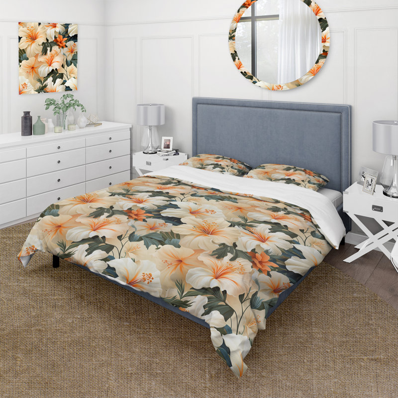 Ensemble de housse de couette Papaya Dreams, Housse de couette pour très grand lit et 2 très