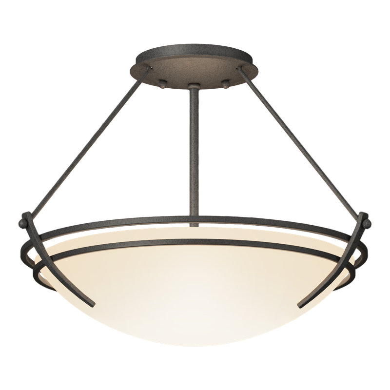 Plafonnier semi-encastré Presidio Tryne, Fer naturel, H 12,5 po x l 16,4 po x P 16,4 po, Opale