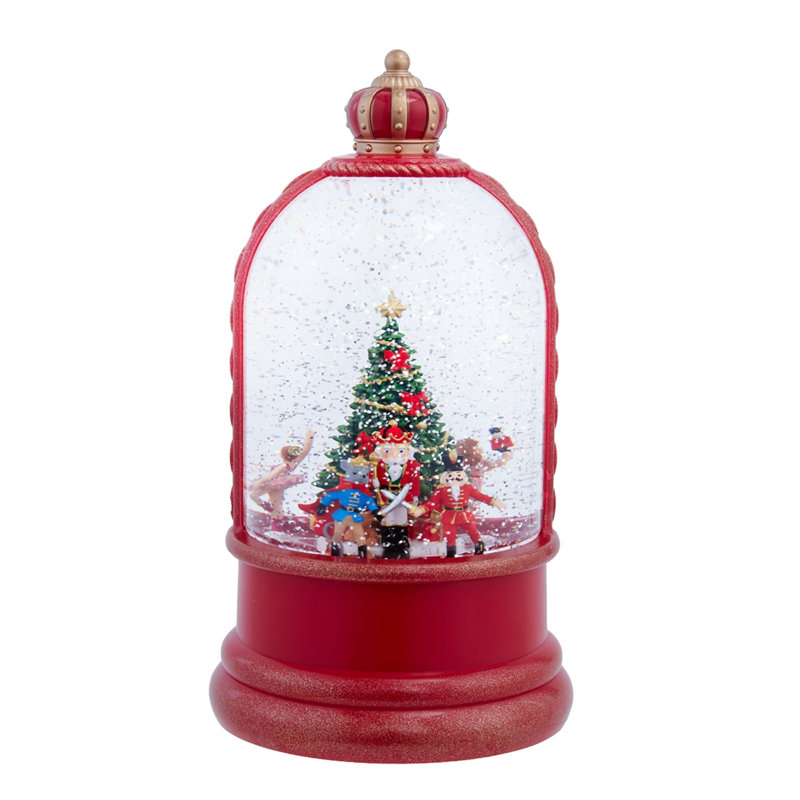 Dôme d'eau lumineux à DEL « Casse-Noisette et sapin de Noël » de Kurt Adler, fonctionnant à piles, 23 cm