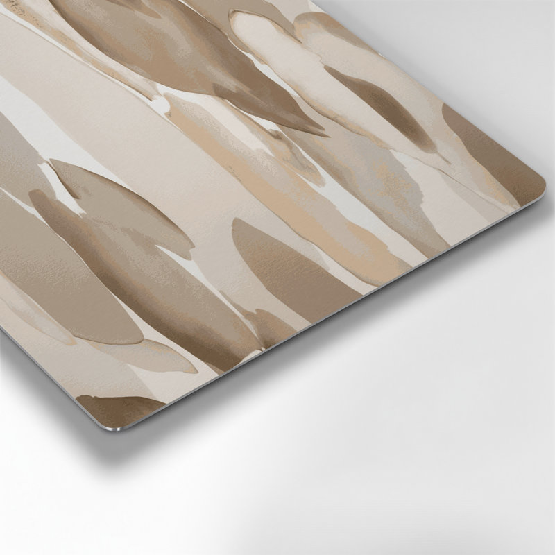 Abstrait aquarelle 3, art mural en métal beige, H 32 po x l 32 po