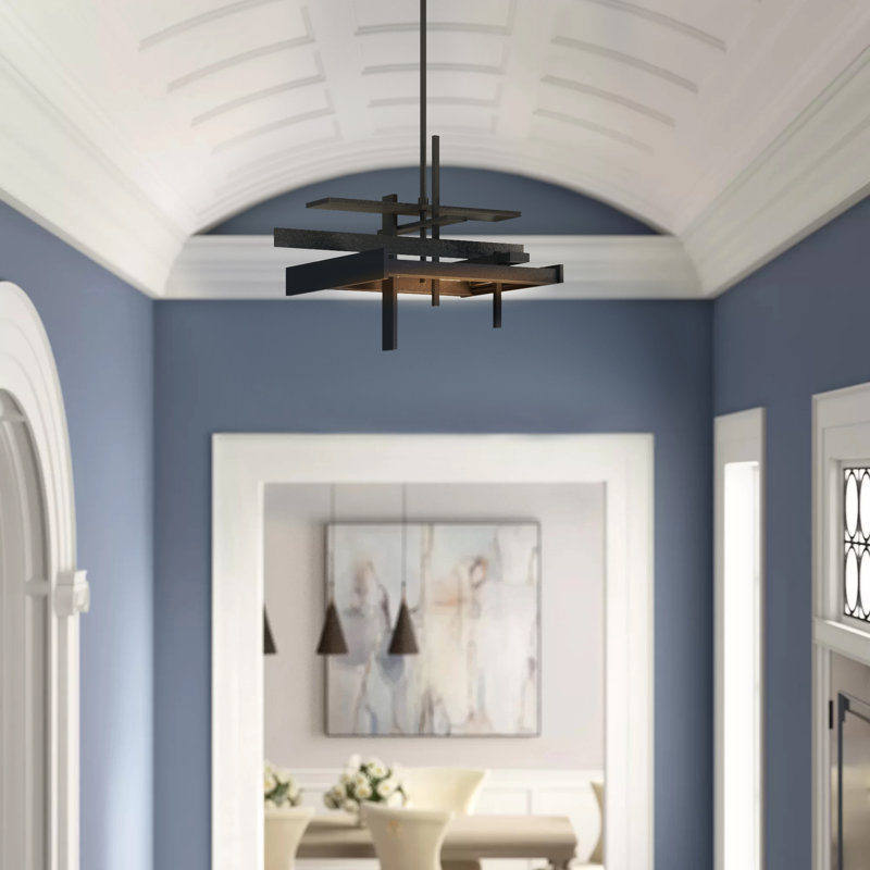 Planar 8.4" H 1 - Light Kitchen Island Geometric LED Pendant, Black, Multi: 13.4" to 58.4", None