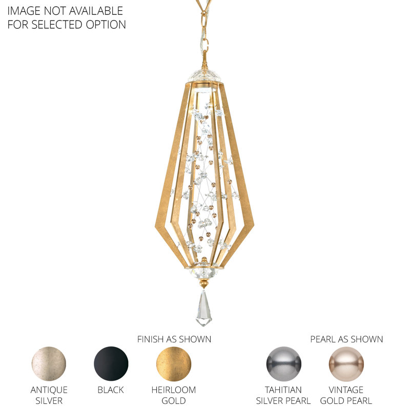 Eternity 1 - Light LED Pendant, 26.5" H x 9.88" W x 8.6" D, Black/Gold Pearl