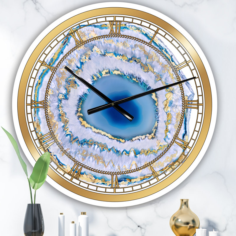 Golden Blue Agate - horloge murale moderne, Petit