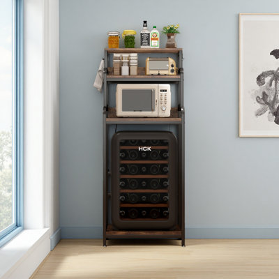 4-Tier Mini Fridge Stand With Storage, Mini Fridge Cabinet With Storage, Microwave Stand, Bakers Rack, Microwave Oven Stand With Storage by Latitude Run