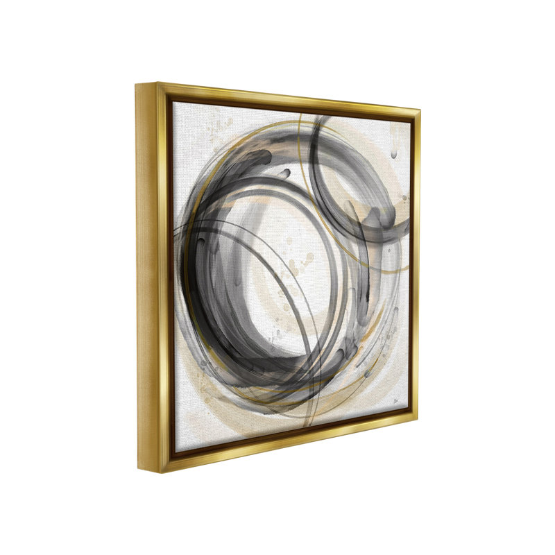 "Neutral Circular Abstract" par Nan sur toile, H 25 po x l 25 po, Cadre flottant métallique doré