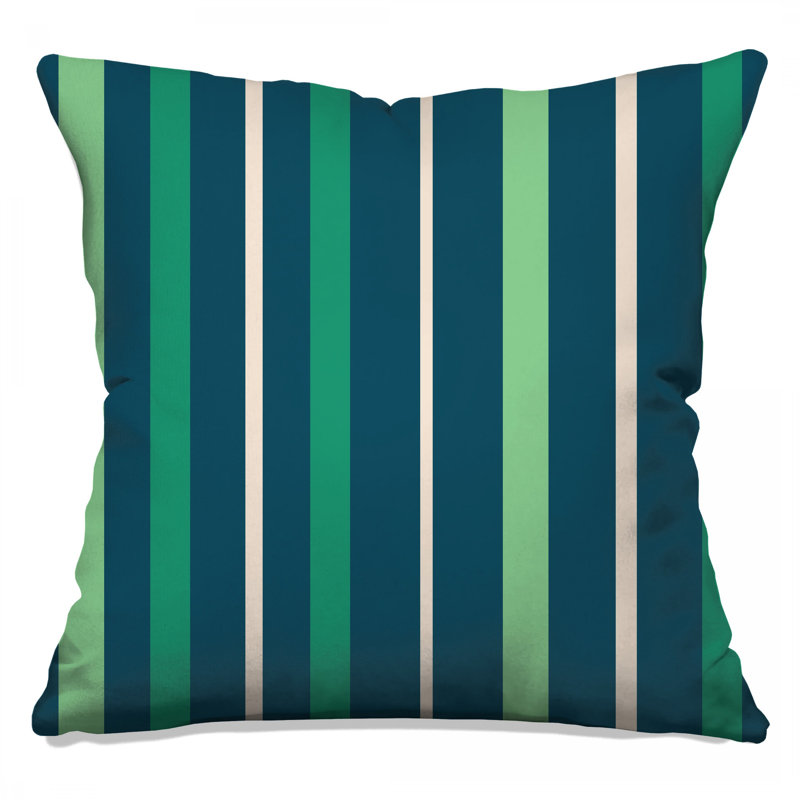 Green Blue Stripes Double Sided Throw Pillows, 16 x 16 inches