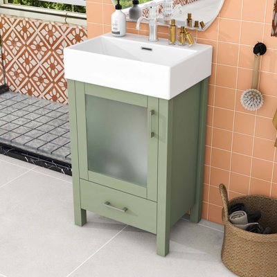 Bathroom Vanity with Ceramic Sink, Soft-Close Door and Ample Storage