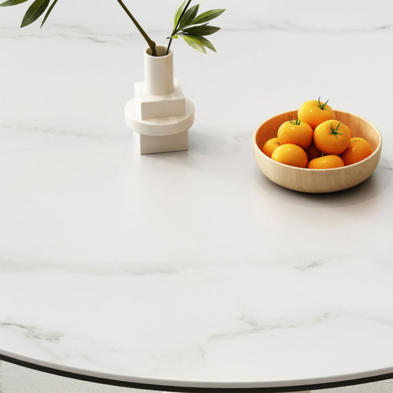 Table de salle à manger crème et brillante, H 29,5 po x L 47,2 po x l 47,2 po