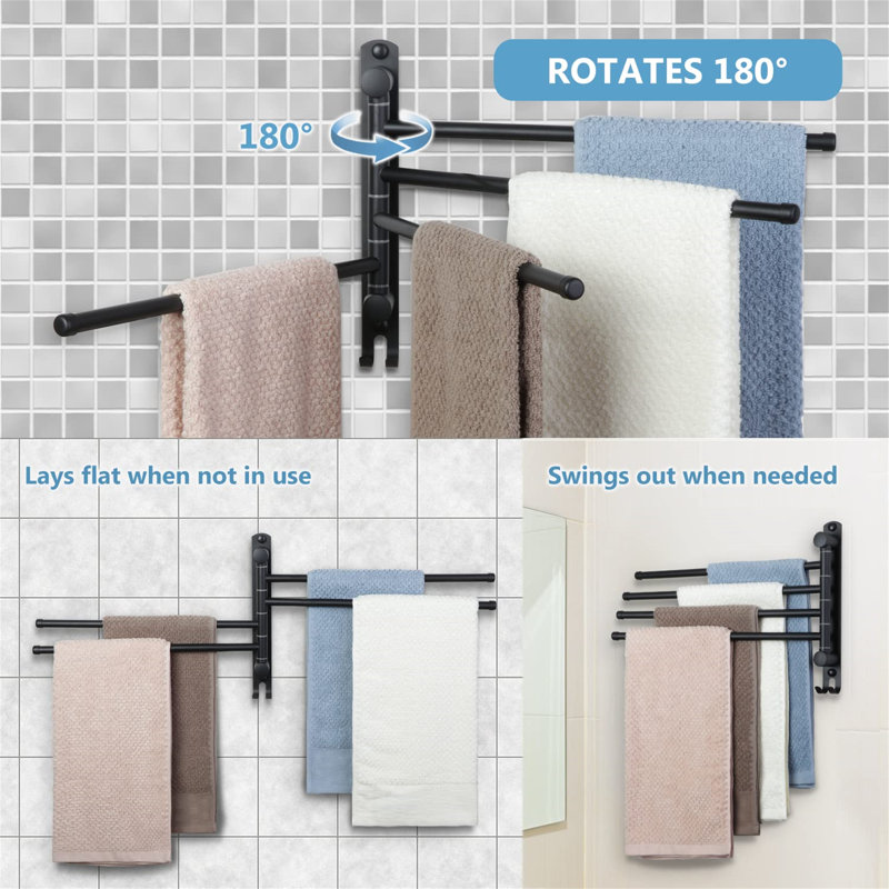 Gimbya 34 cm L Towel Rack, Matte Black