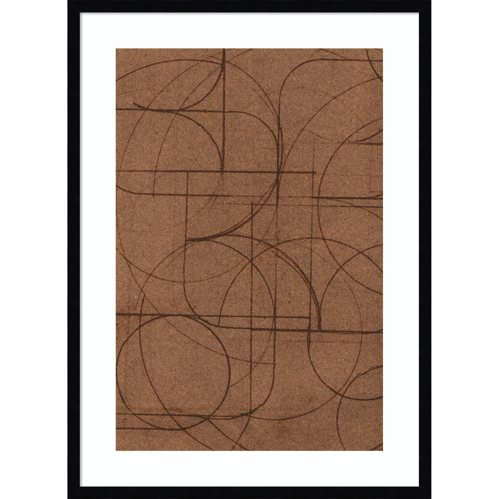 Curved 1 Print by Dan Hobday, 33" H x 24" W, Svelte Noir Black Framed Print with Mat