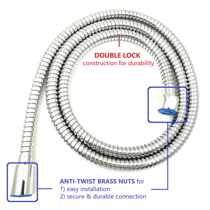 Pomme de douche à double fonction 6 pouces avec 2 barres flexibles, Chrome