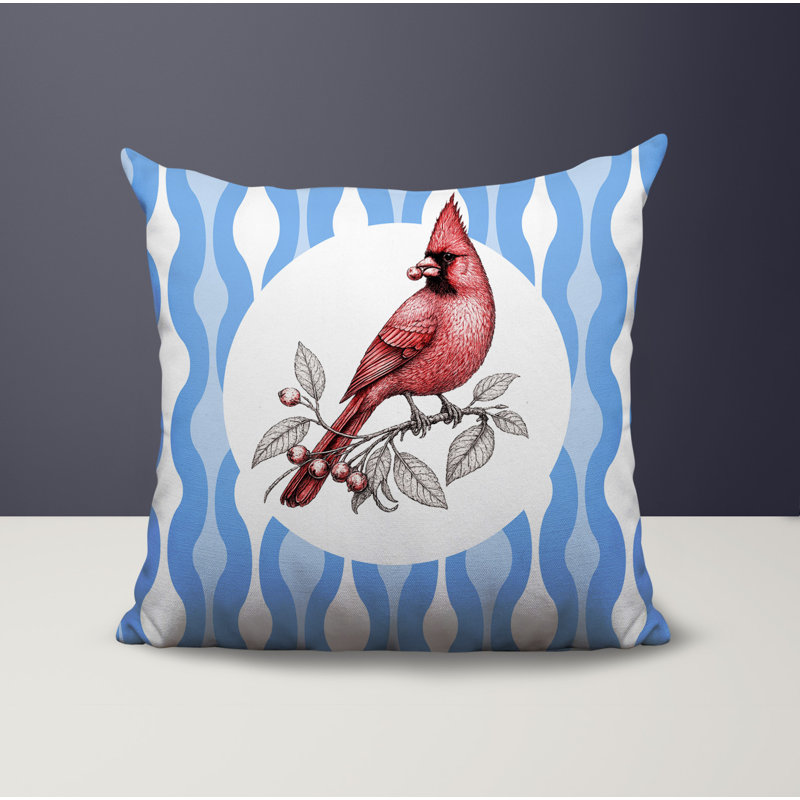 Oreiller réversible intérieur / extérieur Red Cardinal, 18 x 18, Bleuet des champs