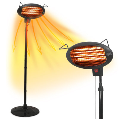 Winter Ready Series BLACK+DECKER Patio Floor Electric Heater, Patio Heater Stand for Outdoors with 3 Heat Settings