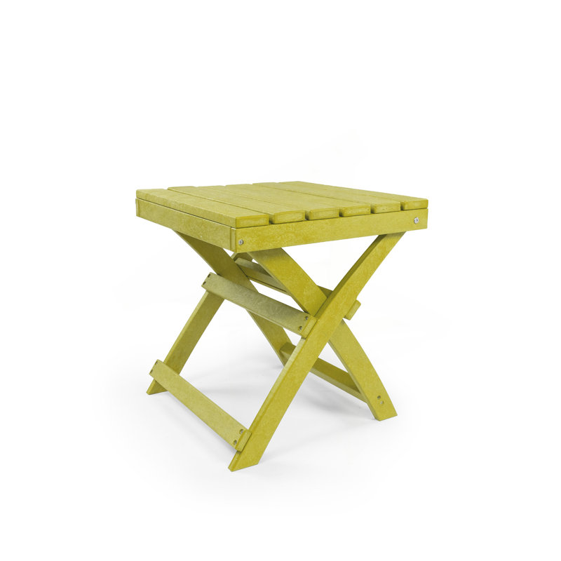 Table d'appoint d'extérieur pliante en PEHD recyclé toutes saisons Seaview entièrement assemblée, jaune, Jaune