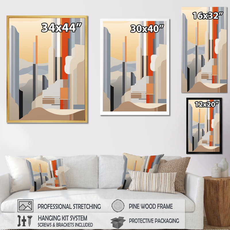Canyon de Stijl inspiré Lansdcape II, Toile tendue, H 44 po x l 34 po x P 1,5 po