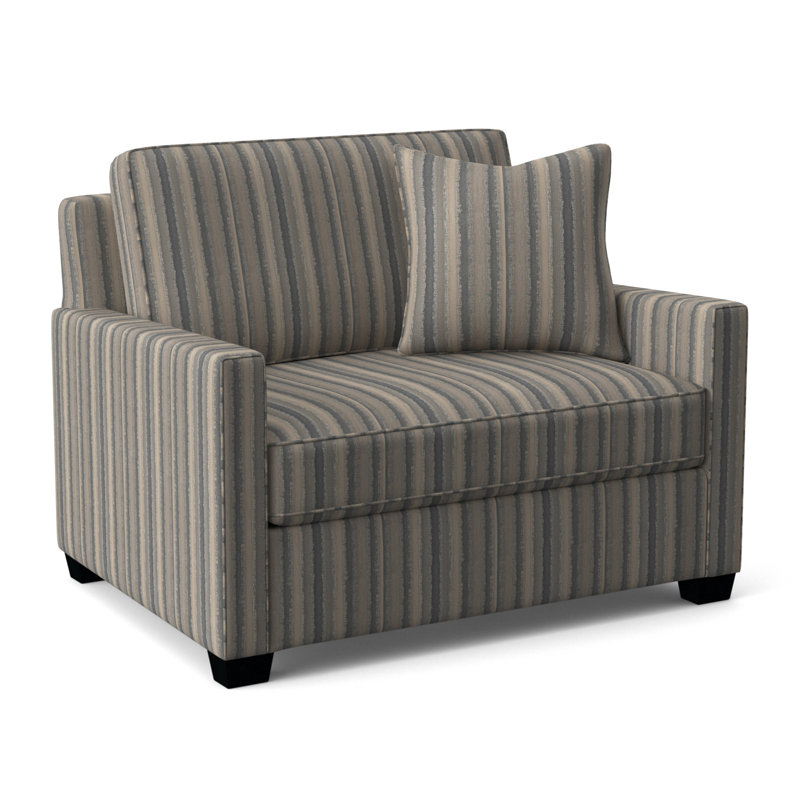 Nicklaus Upholstered 49'' Sleeper Sofa, Black Finish, Blue Buffalo Check; 0120-61, Gel Memory Foam Mattress