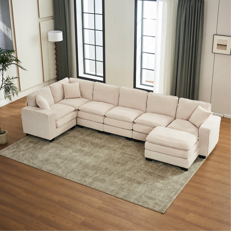 Canapé modulaire avec repose-pieds et coussins_Soule_Sectionnel_W2363S00, Blanc