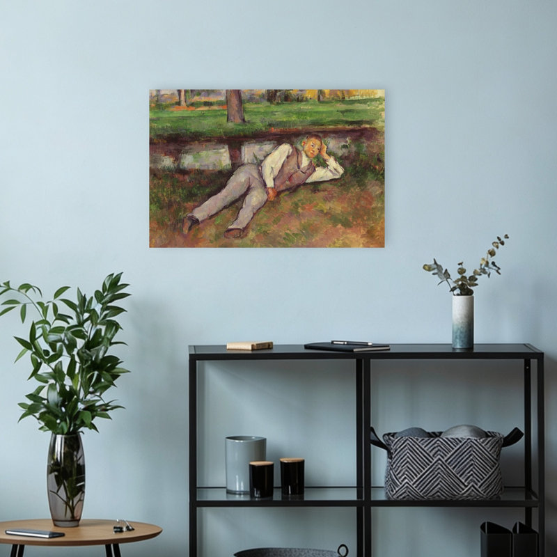 Garçon au repos, vers 1887. Estampe d'art mural abstraite contemporaine représentant un paysage., H 12 po x l 18 po