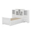 Lit plateforme simple en bois avec armoire verticale et 4 tiroirs de chaque côté-108172057