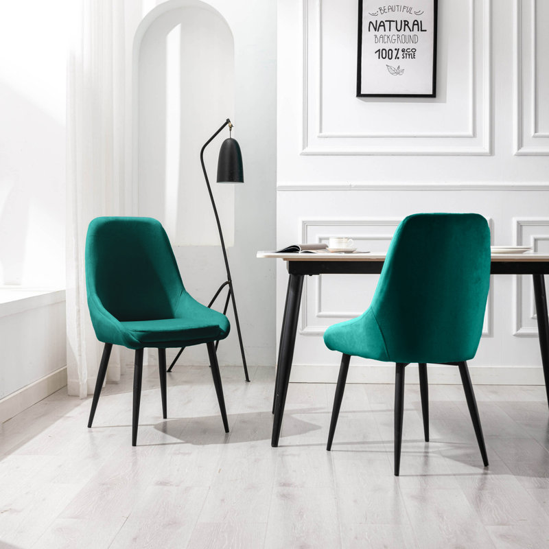 46cm H Velvet Upholstered Side Chair, Green