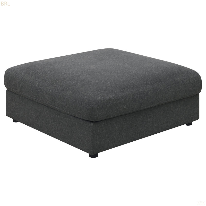 Duncan Square Upholstered Ottoman, Charcoal