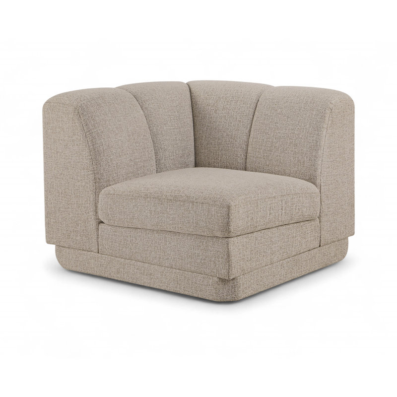 Chaise de coin rembourrée en tissu Chiquita, Tissu beige