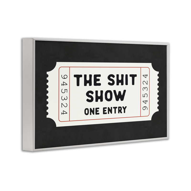 Funny Bathroom Ticket Framed Giclee, design by Lettered and Lined, 12" H x 18" W, Coastal White Framed Giclee